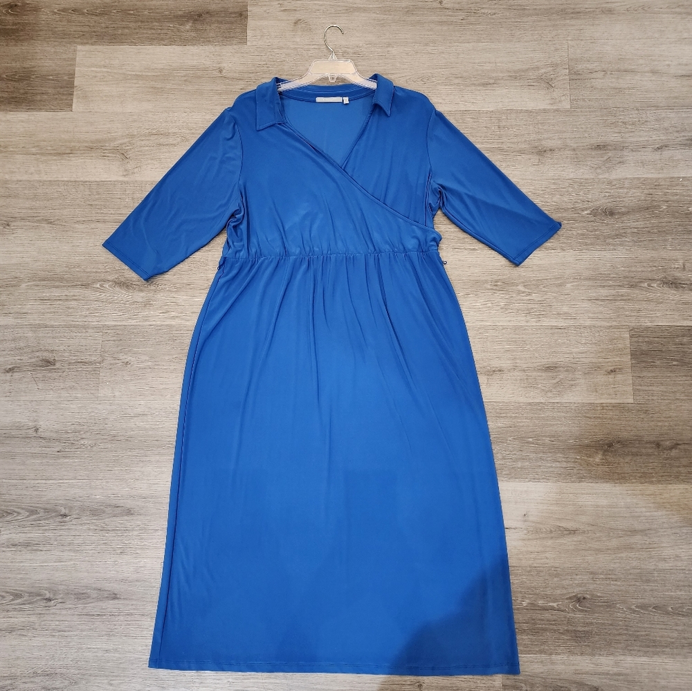 NY Collection blue long sleeve maxi dress with collar size 3x